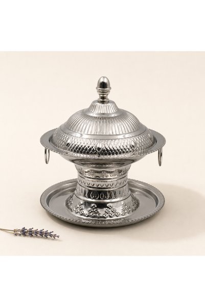 OEMS 20cm Silver Plated Charger Plate with Lid and Bottom Elevated Stand for ...