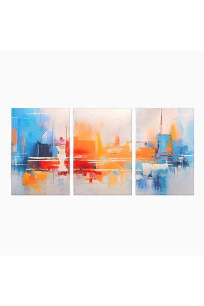 Luxcanva Set 3 Tablouri Canvas Contrast De Culori 210x100 cm (3 x 70x100) pe ...
