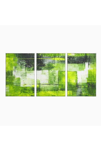 Luxcanva Set 3 Tablouri Canvas Puls vegetal 300x150 cm (3 x 100x150) cu Rama ...