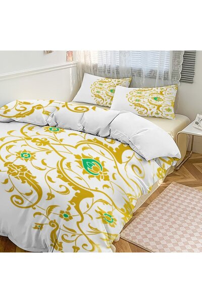 LEADER GLOBAL Elegant Boho Duvet Cover Set 3Pcs, Decorative Home Bedding Set