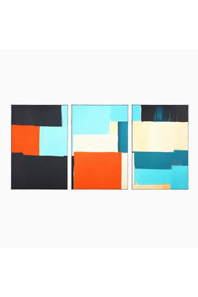 Luxcanva Set 3 Tablouri Canvas Abstract Geometric 300x150 cm (3 x 100x150) cu...