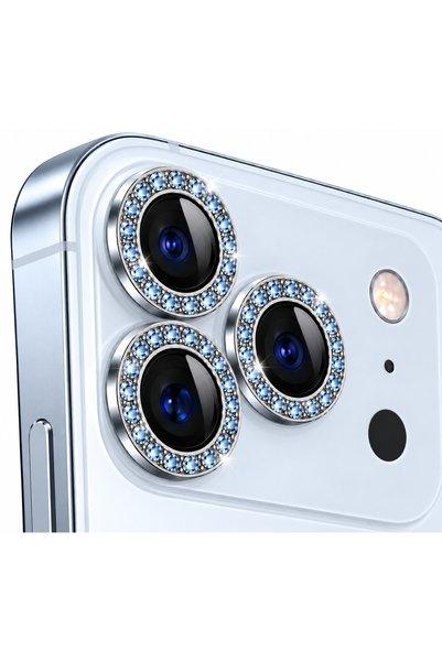 Sunix iPhone 18 Pro / 18 Pro Max Camera Lens Protector with Light Blue Stone ...