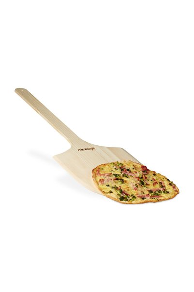 Relaxdays Suport pentru pizza din lemn XXL, maro deschis/argintiu, 1x78x30 cm