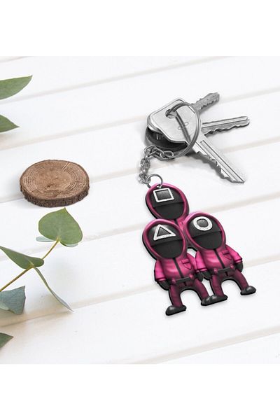Bk Gift Squid Game Designed Gift Wooden Keychain - 2