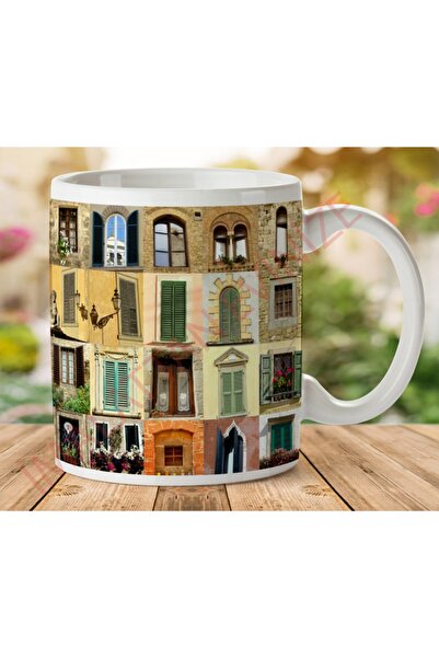 ART HEDİYE كوب كلاسيكي مطبوع عليه نوافذ على الجانبين