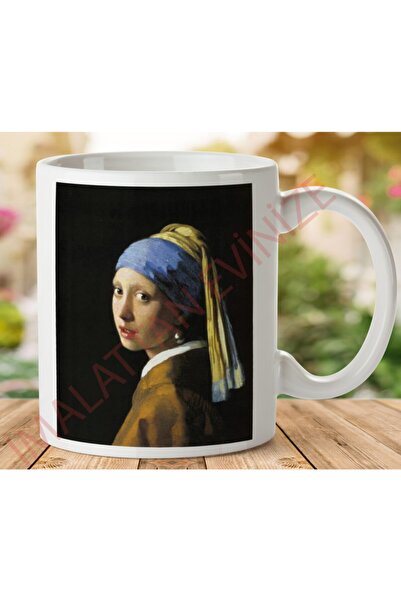 ART HEDİYE كوب نسائي من Vermeer مزين باللؤلؤ ومطبوع على الجانبين