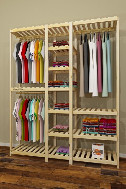 Fokai Wood Tres - Açık Ahşap El Yapımı Elbise Dolabı