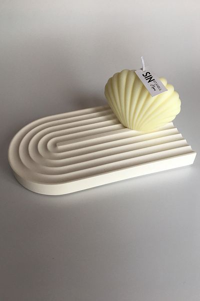 sin istanbul Striped Concrete Plate White