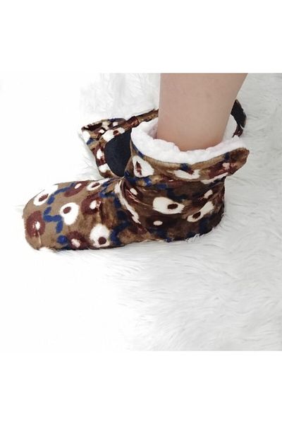 KorseShop Iarnă Maro Mătăsos Femei Gros Pluș Papuci Cizme Cizme Pantofi de acasă Cizme Talpă moale