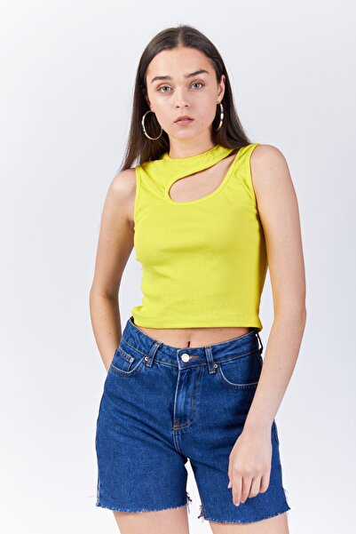 ladyzey Kadın Damla Yaka Kaşkorse Crop Top