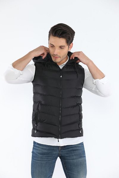 Everest Unisex Gel Filling Hooded Puffer Vest with Zipper Pocket