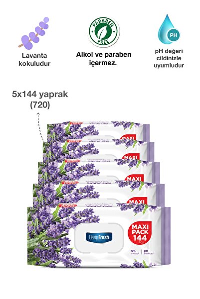 Deep Fresh Maxi Pack Islak Mendil Lavanta 5 X 144 Yaprak