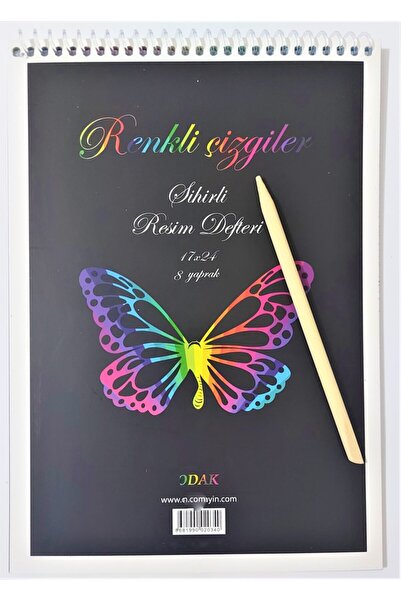 şahane parti Rengarenk Renkli Çizgiler Sihirli Kazıma Defteri Ve Kalemi 8 Yaprak