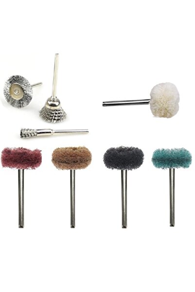 Depolife Dremel Uyumlu 9 Parça Çelik Tel Fırça Polisaj Zımparalama Pas Kir Temizleme Hazırlama Parlatma Set