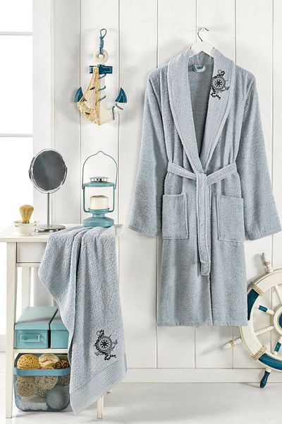 Elmira Textile Elmira Men's/Women's Toweled Bath Robe Cotton Men's Bathrobe