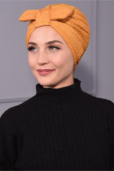 Nowa Scarf الدانتيل القوس العظام الخردل الأصفر