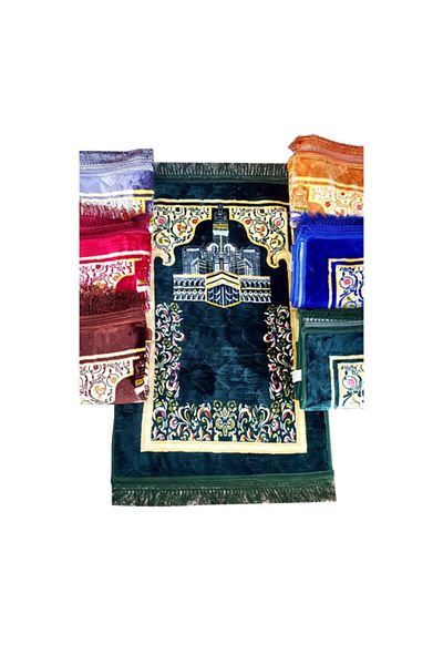 Yasir سجادة صلاة - صلاة - سجادة صلاة مخملية - سجادة صلاة قطيفة مطبوعة فاخرة - 3 قطع