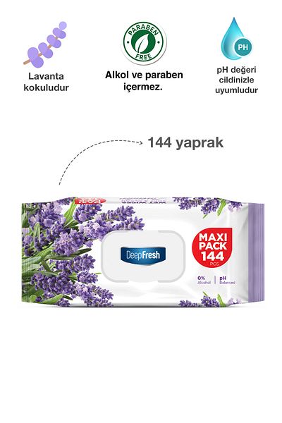 Deep Fresh Maxi Pack Wet Wipes Lavender 144 Sheets