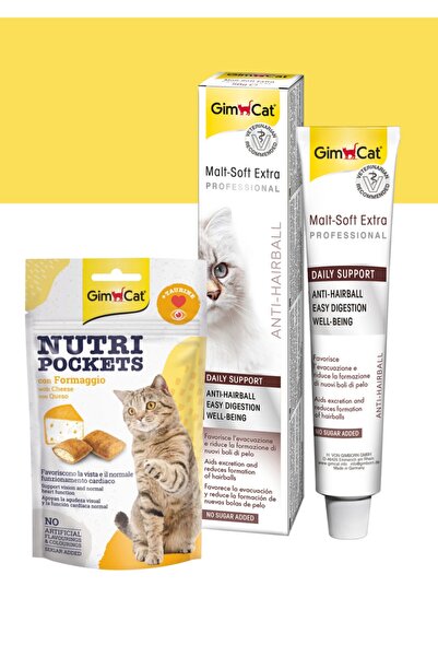 Gimcat Malt Soft Extra Professional 100 Gr + Nutripockets Kedi Ödülü Peynir T...