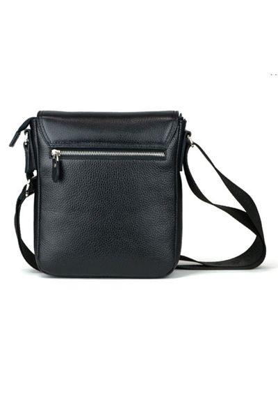 Eminsa Men's Black Floater Leather Strap Shoulder Bag