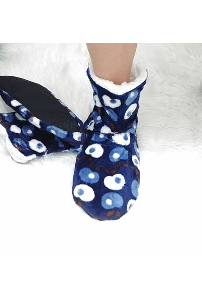 KorseShop Iarnă Bleumarin Mătăsos Femei Gros Pluș Papuci Cizme Cizme Pantofi de acasă Cizme Talpă moale