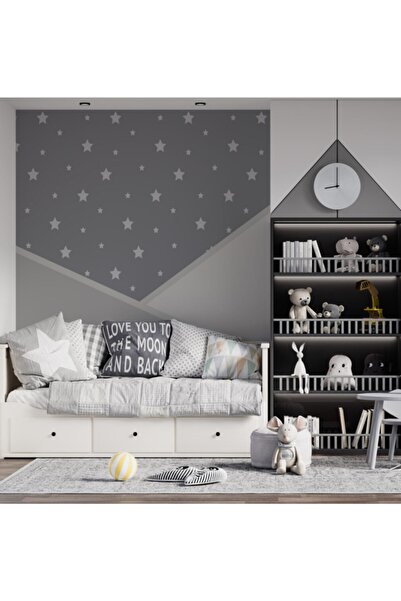 Duvar Kağıdı Marketi Üç Renk Ve Yıldız Desenli 3d Duvar Kağıdı