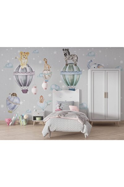 Duvar Kağıdı Marketi Balonun Üstünde Uçan Hayvan Desenli 3d Duvar Kağıdı