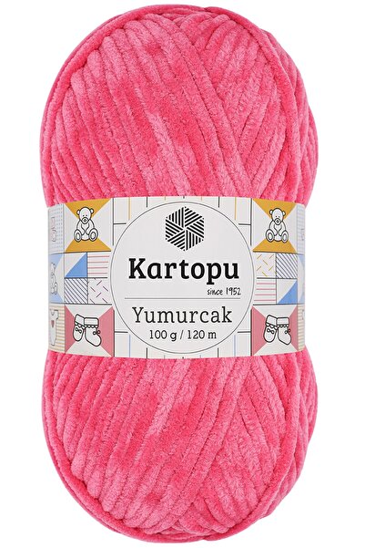 Kartopu K.artopu Yumurcak Βελούδο Νήμα Πλεξίματος στο χέρι Ροζ K798