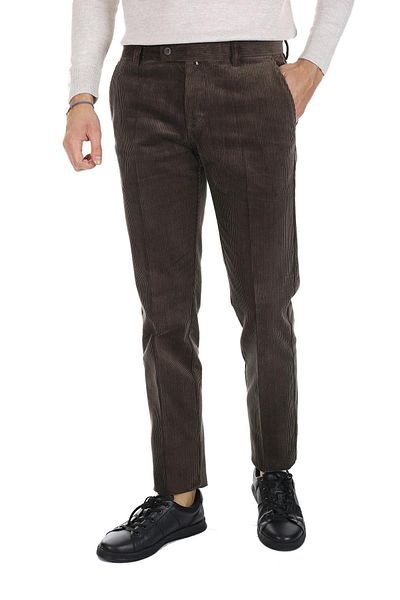 PANT POSİTİVE Ανδρικό βελούδινο παντελόνι Navy Blue Classic Cut