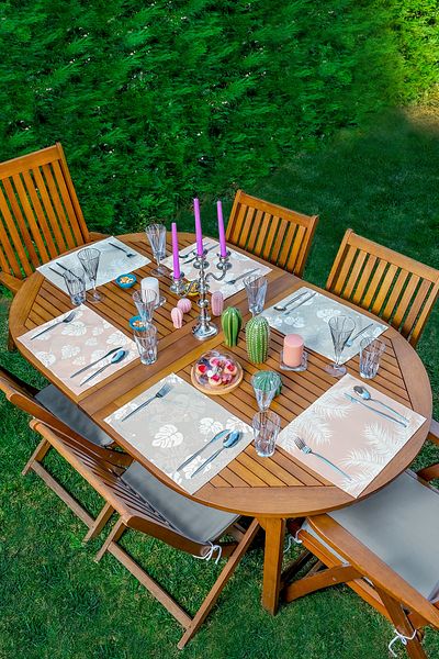 Realhomes 6-Piece Soft Gray Pink Colored Leaf Figured American Service Set