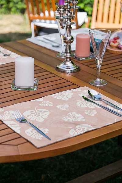 Realhomes 6-Piece Soft Gray Pink Colored Leaf Figured American Service Set
