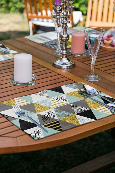Realhomes Set de servicii americane cu design special detaliat din 6 bucăți cu desen triunghi geometric