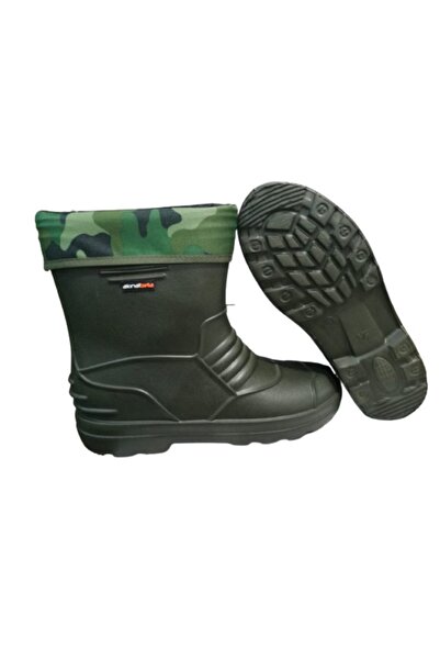 Akınal Bella Ab80-10 Unisex Haki Çoraplı Eva Ultra Hafif Poli Taban Kısa Yağmur Çizmesi