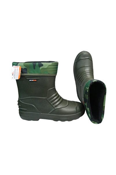 Akınal Bella Ab80-10 Unisex Haki Çoraplı Eva Ultra Hafif Poli Taban Kısa Yağmur Çizmesi