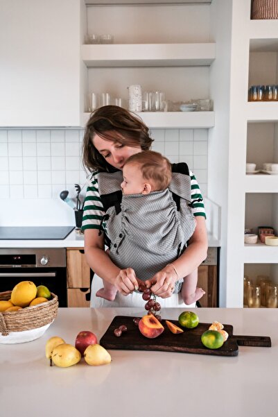 Neko Start Kanguru - Grey Diamond (DİŞ PEDİ HEDİYELİ ERGONOMİK KANGURU) %100 Pamuk, Dokuma Kumaş