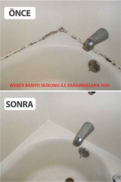 WEBER Kararmayan, Küflenmeyen Antibakteriyel Banyo Silikonu Şeffaf 280 ml (2 Adet)