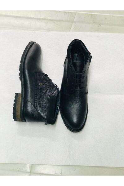 Aysun Ayakkabı Siyah Içi Dışı Hakiki Deri Bağcıklı Su Geçirmez Erkek Bot