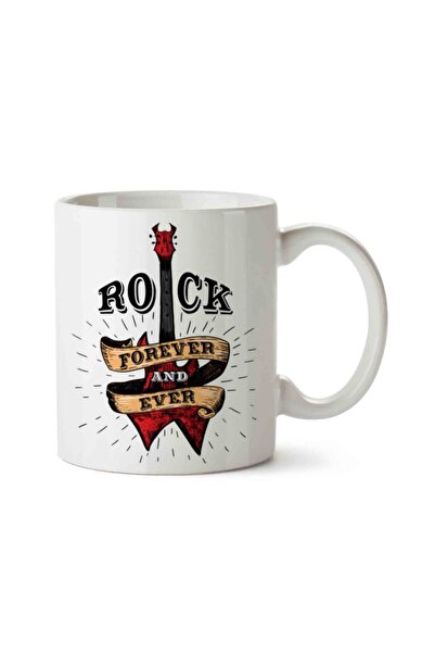 ART HEDİYE كوب موسيقى Rock Forever Music مطبوع على الجانبين