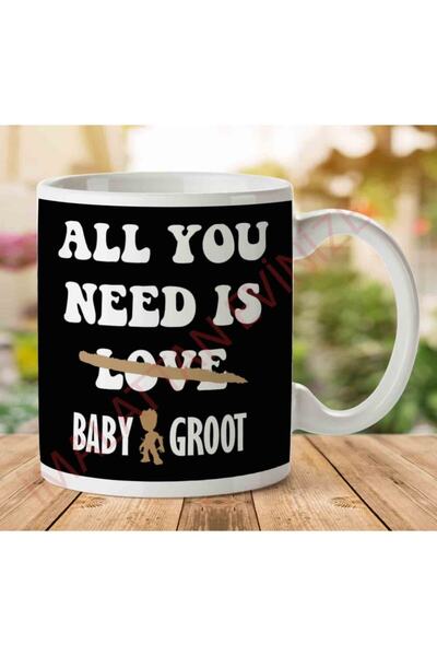 ART HEDİYE كوب مطبوع عليه وجهين من Guardians Of The Galaxy All You Need Is Baby Groot
