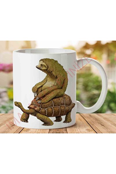 ART HEDİYE كوب بطبعة سلحفاة كسولة على الجانبين