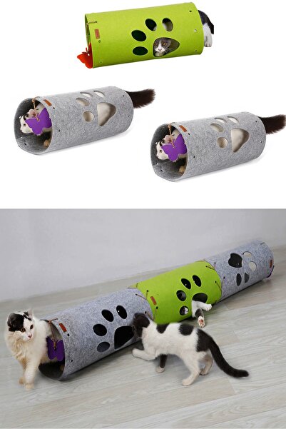 UTKU TASARIM Cat Tunnel 3 Pieces Can Be Added Functional Pet Toy Tunnel Md7