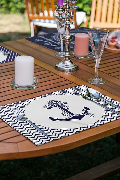 Realhomes Σετ 6 τεμαχίων Navy Blue Sailor Design American Service