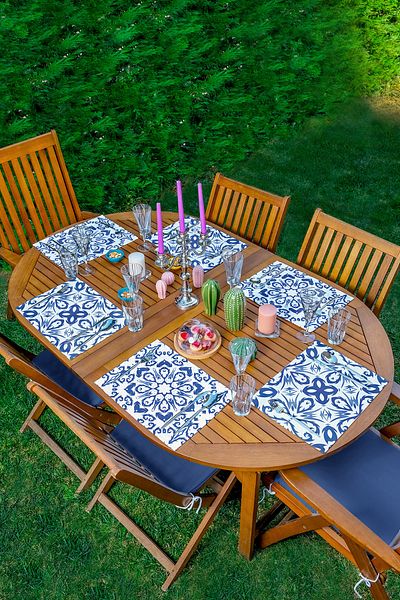Realhomes Set de 6 bucăți cu mandala albastră, cu design special