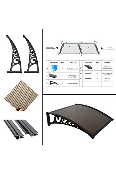 Genel Markalar Plastik Ayak 6mm Levhalı Pratik Sundurma Kanopi 100x150 cm Siyah