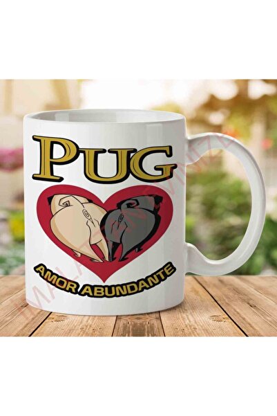 ART HEDİYE كوب Hogake Pug Amor Abundante مطبوع على الجانبين