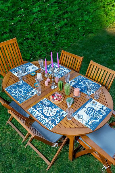 Realhomes Set de serviciu american cu design special, cu tematic Blue Sailor, din 6 piese