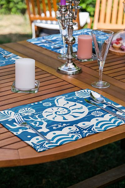 Realhomes Set de serviciu american cu design special, cu tematic Blue Sailor, din 6 piese