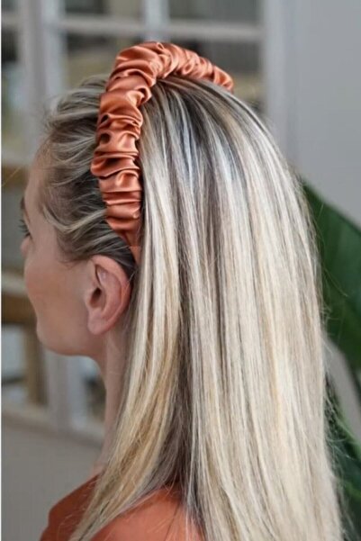 CSR AKSESUAR Balkabağı Rengi Saten Büzgülü Taç