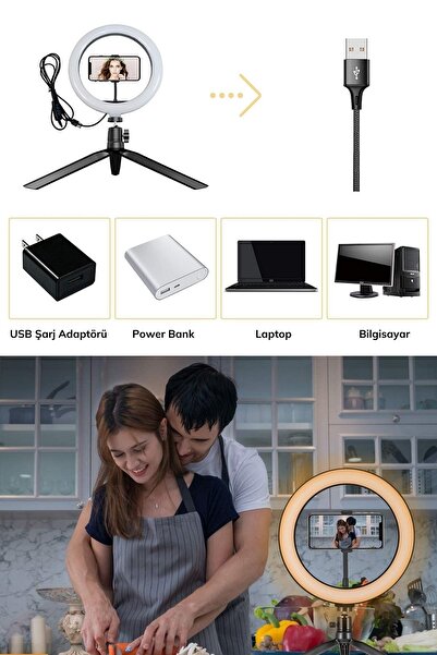 Buffer 10inç 26cm Youtube Instagram Tiktok Selfie Stüdyo Video Fotoğraf Ring Light Tripod Led Halka Işık