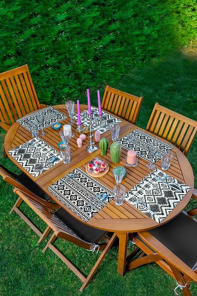 Realhomes Set de service american cu design special din 6 piese cu motiv scandinav